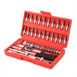 46pcs 1/4 Socket Set Repair Tool Ratchet Torque Wrench Chrome Vanadium - Image 2