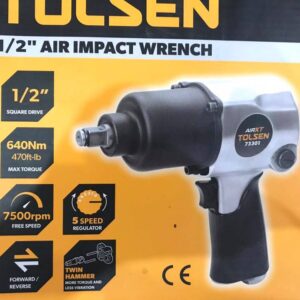 Tolsen 1/2" Twin Hammer Air Impact Wrench (650Nm Torque) 73301 AirXT Series For Air Compressor