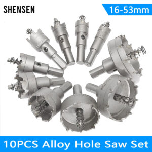 10Pcs16-53mm Alloy Hole Saw Set Carbide Tip TCT Metal Cutter Core Drill Bit Kits for Stainless Steel Metal Drilling Crown - Image 2