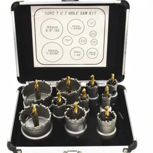 10Pcs16-53mm Alloy Hole Saw Set Carbide Tip TCT Metal Cutter Core Drill Bit Kits for Stainless Steel Metal Drilling Crown
